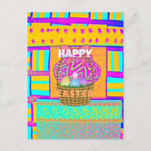 West African Inspired Easter Basket & Eggs Art  Holiday Postcard