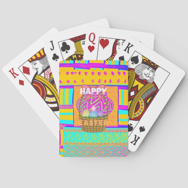 West African Inspired Easter Basket & Eggs Art  Playing Cards (Back)