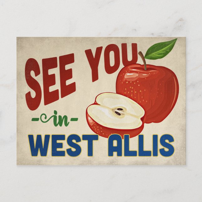 West Allis Wisconsin Apple - Vintage Travel Postcard (Front)