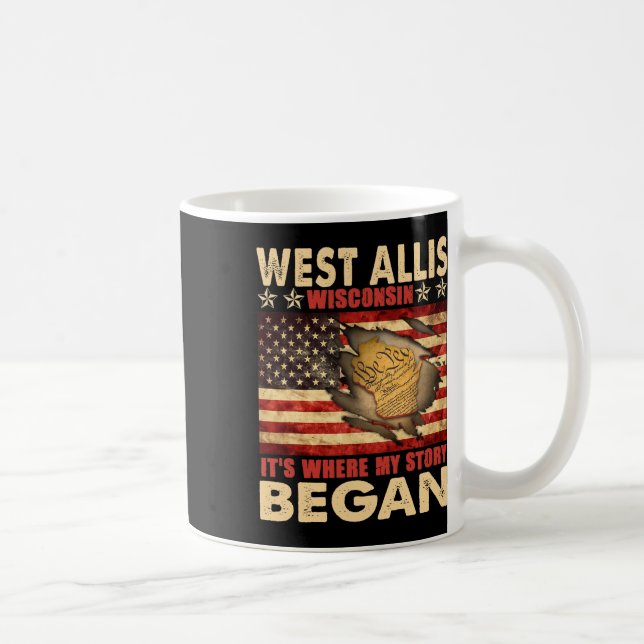 West Allis Wisconsin Usa Flag 4th Of July  Coffee Mug (Right)