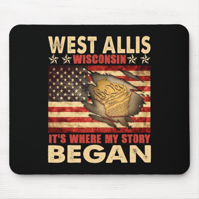 West Allis Wisconsin Usa Flag 4th Of July  Mouse Mat (Front)