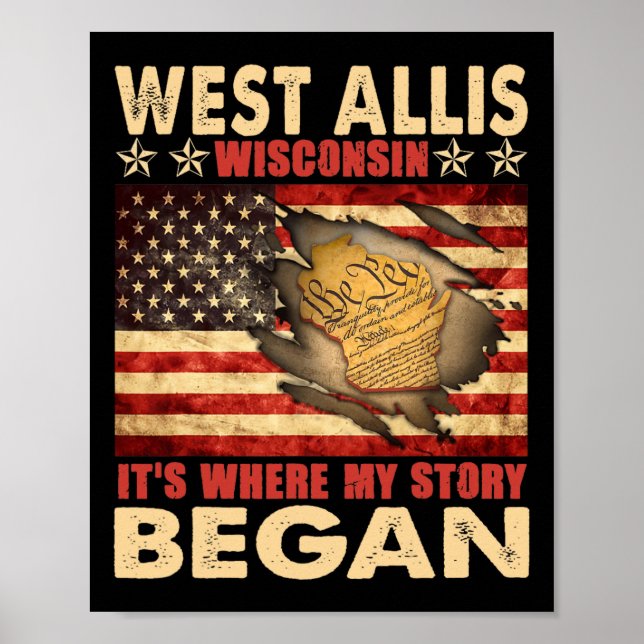 West Allis Wisconsin Usa Flag 4th Of July  Poster (Front)