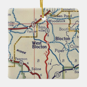 West Blocton AL Vintage Map Ceramic Ornament