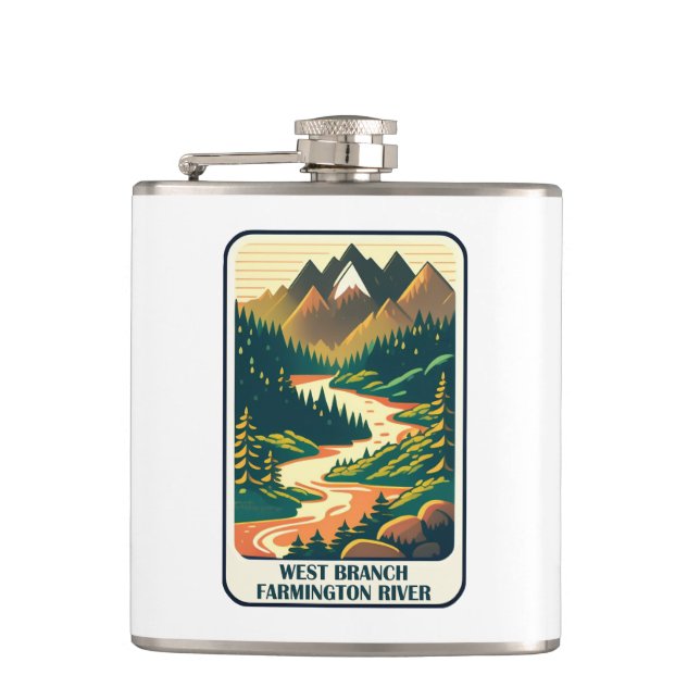 West Branch Farmington River Connecticut Colours Hip Flask (Front)