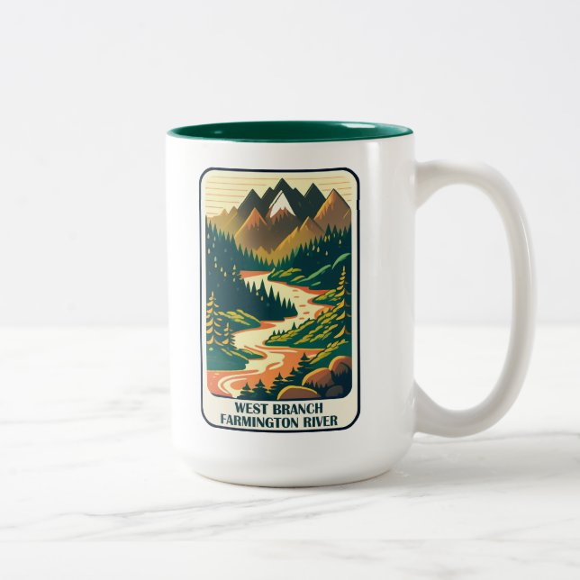 West Branch Farmington River Connecticut Colours Two-Tone Coffee Mug (Right)