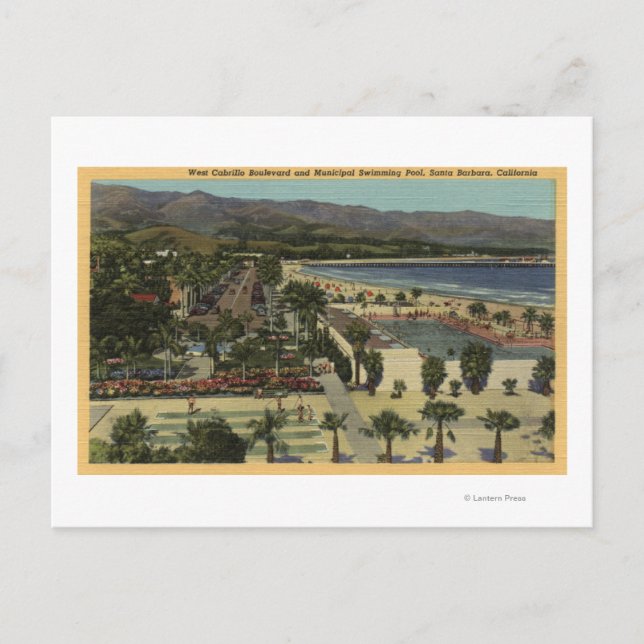 West Cabrillo Blvd & Municipal Swimming Pool Postcard (Front)