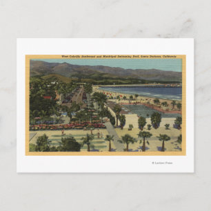 West Cabrillo Blvd & Municipal Swimming Pool Postcard