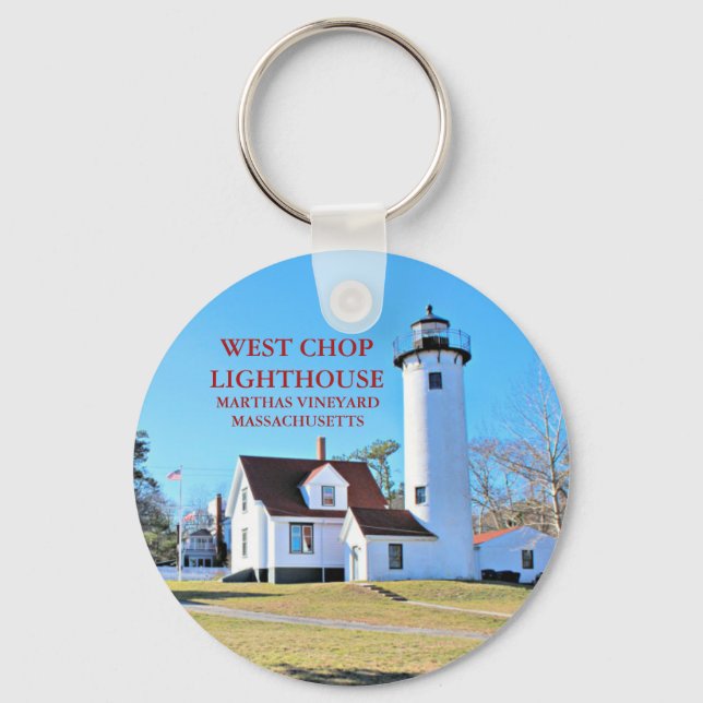 West Chop Lighthouse, Marthas Vineyard MA Keychain (Front)