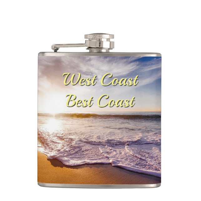 West Coast Best Coast- Beach Hip Flask (Front)