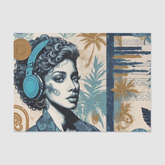West Coast Dreamer Music Decoupage  Tissue Paper (Front)