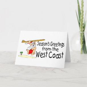 West Coast Greetings Surfing Santa Holiday Card