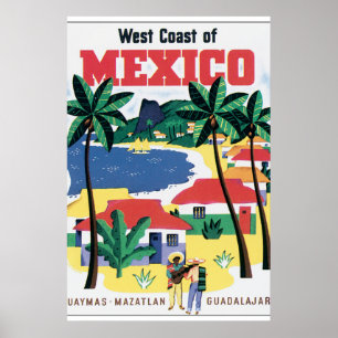 West Coast of Mexico Vintage Travel Poster Artwork