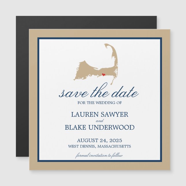 West Dennis Cape Cod Wedding Save the Date Magnetic Invitation (Front/Back)