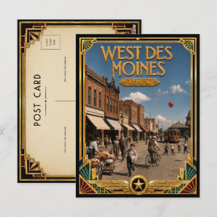 West Des Moines Iowa Vintage Art Deco Golden Age Postcard