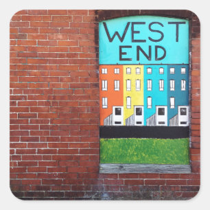 west end city wall art square sticker