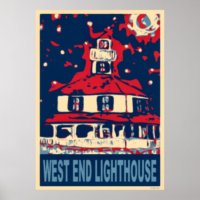 West End Light House and Moon Poster (Front)