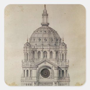 West facade of the Church of St. Augustin Square Sticker