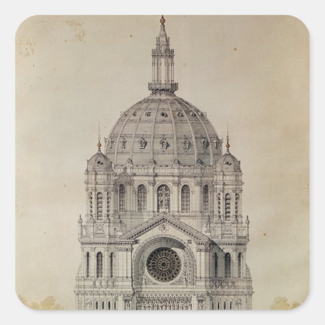 West facade of the Church of St. Augustin Square Sticker (Front)