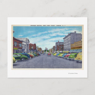 West First Street Business Section Scene Postcard