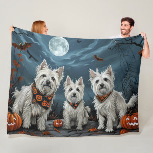 West Highland Halloween Spooky Fleece Blanket