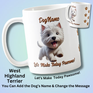 West Highland Terrier, Add Dog's Name, Change Text Coffee Mug