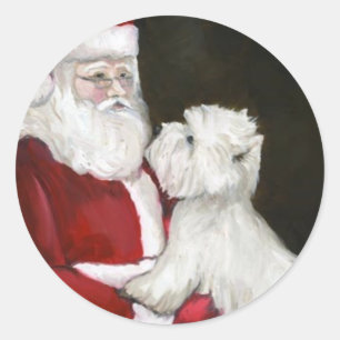West Highland Terrier and Santa Dog Art Stickers
