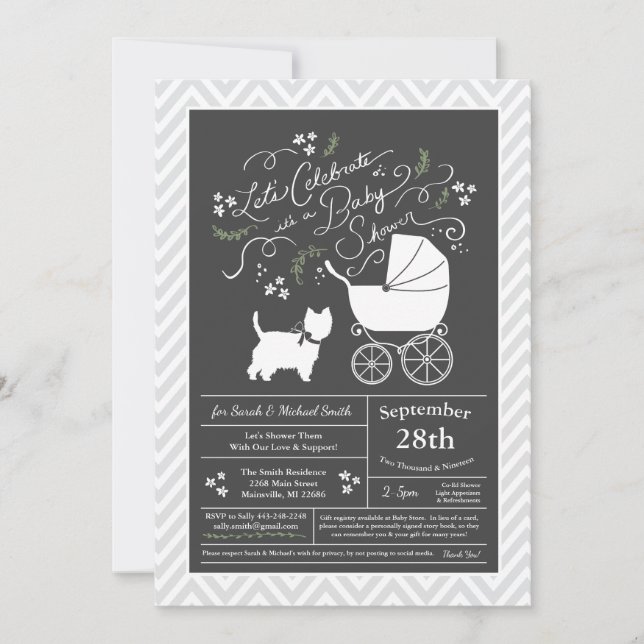West Highland Terrier Baby Shower Gender Neutral Invitation (Front)
