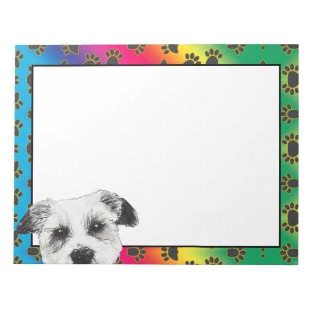 West Highland Terrier colourful dog paw pattern  Notepad (Front)
