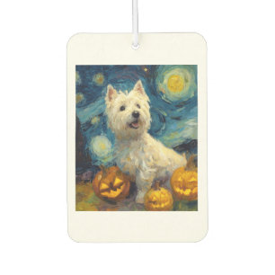 West Highland Terrier Cute Dog Halloween Jack O La Car Air Freshener