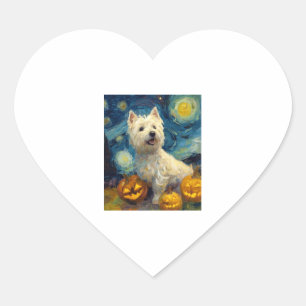 West Highland Terrier Cute Dog Halloween Jack O La Heart Sticker