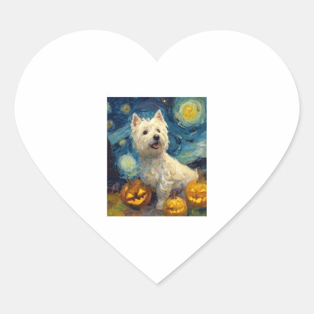 West Highland Terrier Cute Dog Halloween Jack O La Heart Sticker (Front)