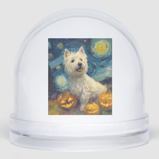 West Highland Terrier Cute Dog Halloween Jack O La Snowglobe (Front)