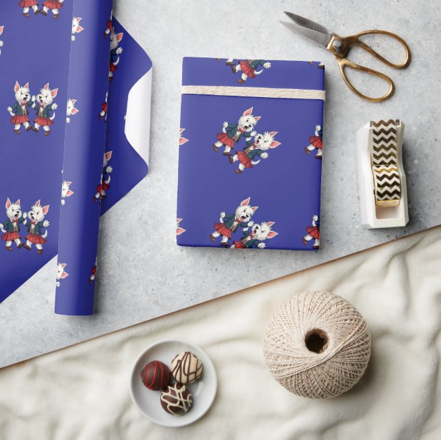 West Highland Terrier Dancing Scottish Ceilidh  Wrapping Paper (Crafts)