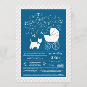West Highland Terrier Dog Baby Shower Blue Boy Invitation