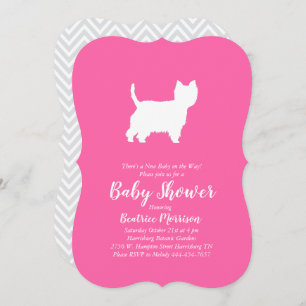 West Highland Terrier Dog Baby Shower Pink Girl Invitation