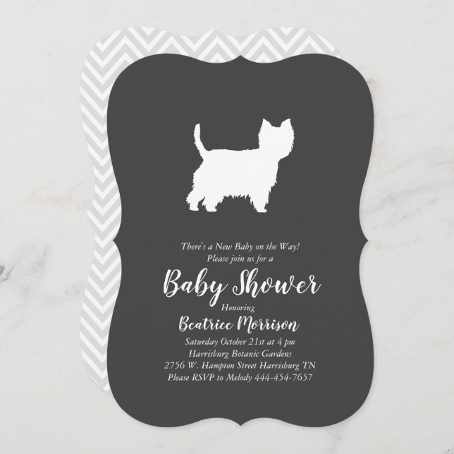 West Highland Terrier Dog Baby Shower Westie Invitation (Front/Back)