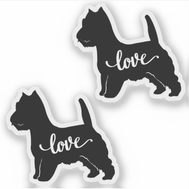 West Highland Terrier Dog Breed Love x2 Vinyl (Front)