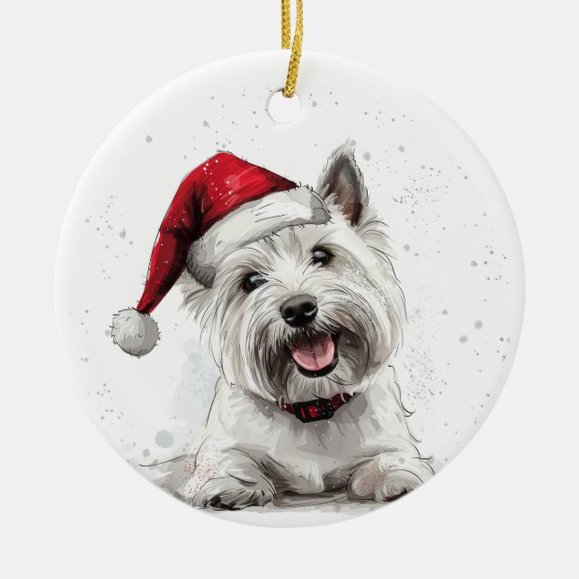 West Highland Terrier Dog Christmas Personalized Ceramic Tree Decoration (Front)