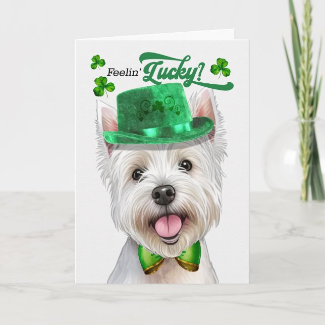 West Highland Terrier Dog Lucky St Patrick's Day Holiday Card (Front)