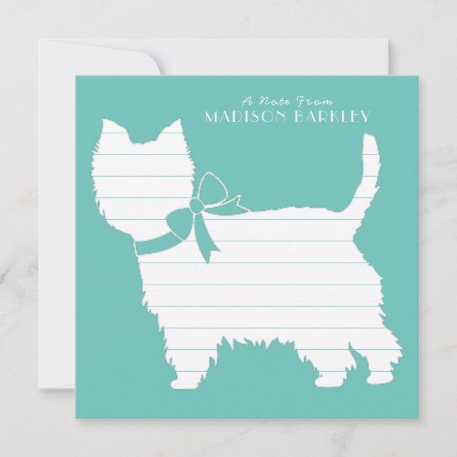 West Highland Terrier Dog Puppy Westie Thank You Card (Front)
