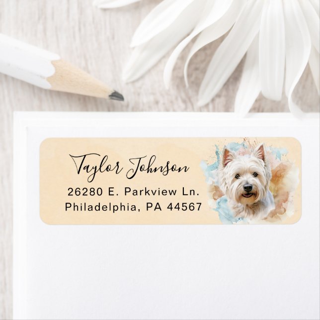 West Highland Terrier Dog Return Address (Insitu)