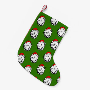 West Highland Terrier Dog with Christmas Santa Hat Small Christmas Stocking
