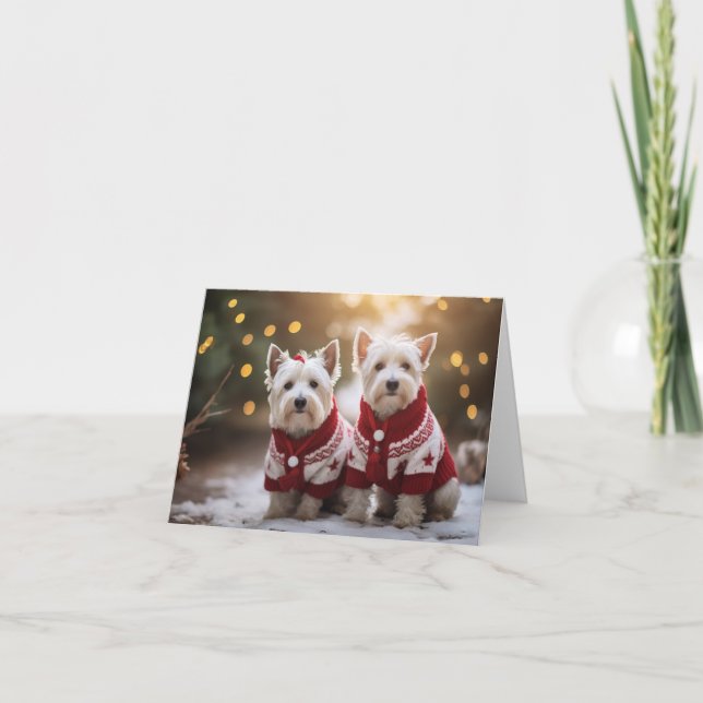 West Highland Terrier Dogs Christmas Card (Front)