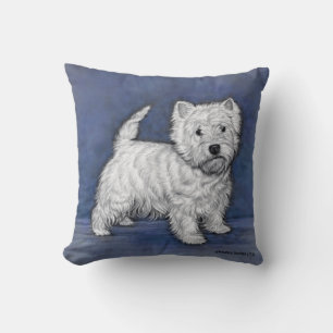 West Highland Terrier Drawing by Glenda S. Harlan Cushion