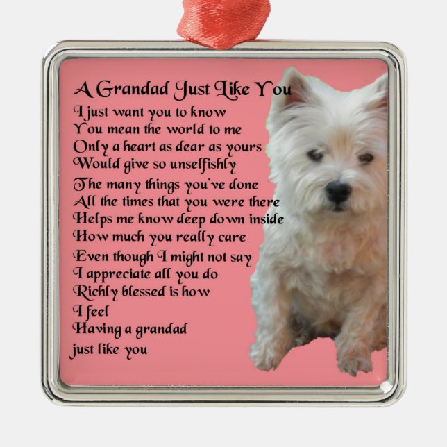 west Highland Terrier  Grandad Poem Metal Tree Decoration (Front)