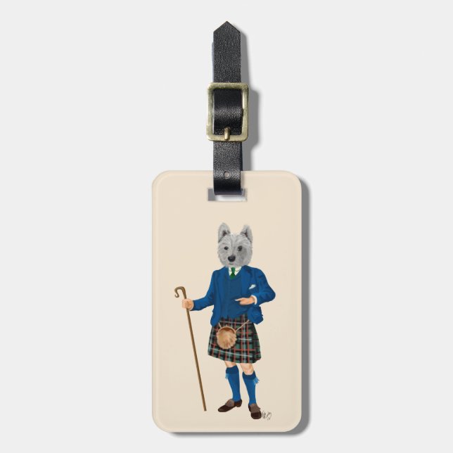 West Highland Terrier in Kilt 2 Luggage Tag (Front Vertical)