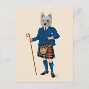 West Highland Terrier in Kilt 2 Postcard