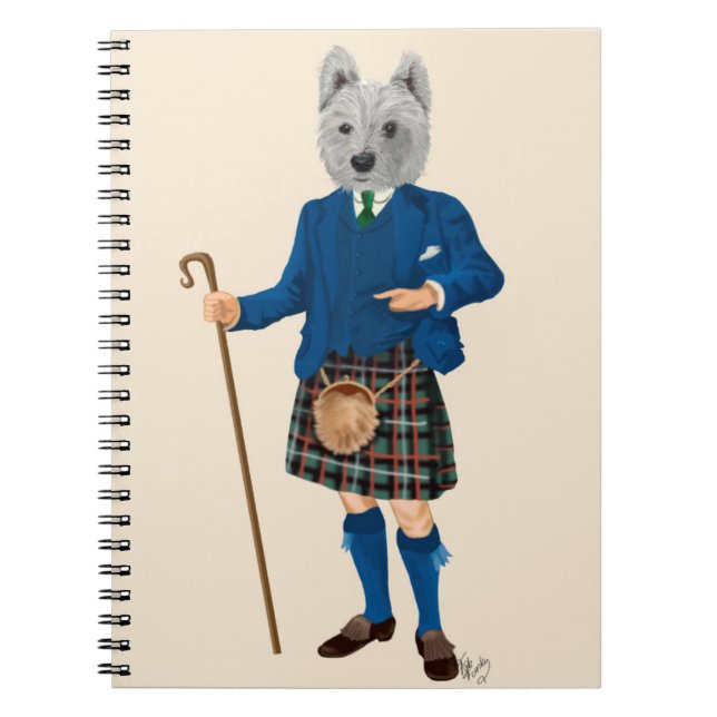 West Highland Terrier in Kilt Notebook (Front)