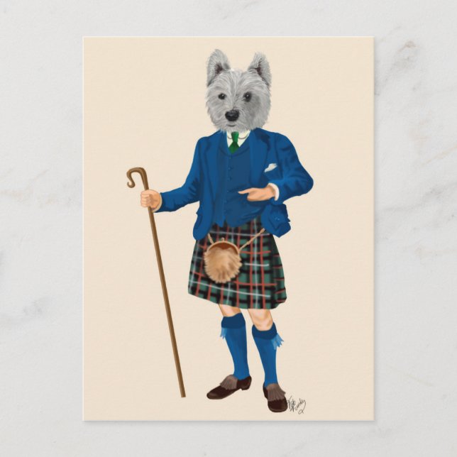 West Highland Terrier in Kilt Postcard (Front)