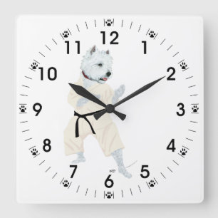 West Highland Terrier KARATE ! Square Wall Clock